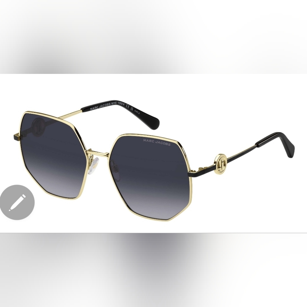 Marc Jacobs Hexagonal Black and Gold Sunglasses